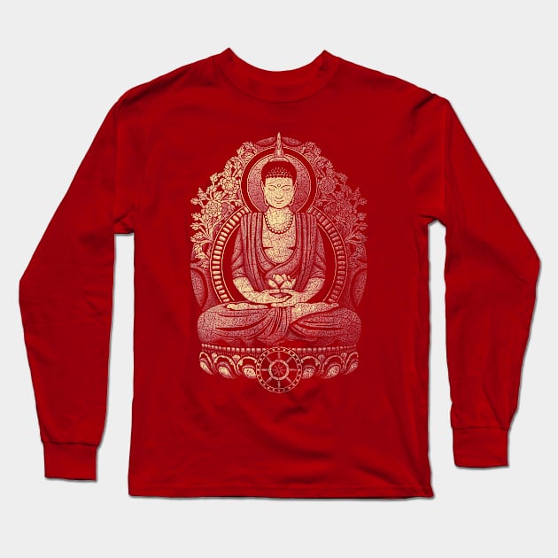 Gautama Buddha Weathered Halftone Long Sleeve T-Shirt by GAz